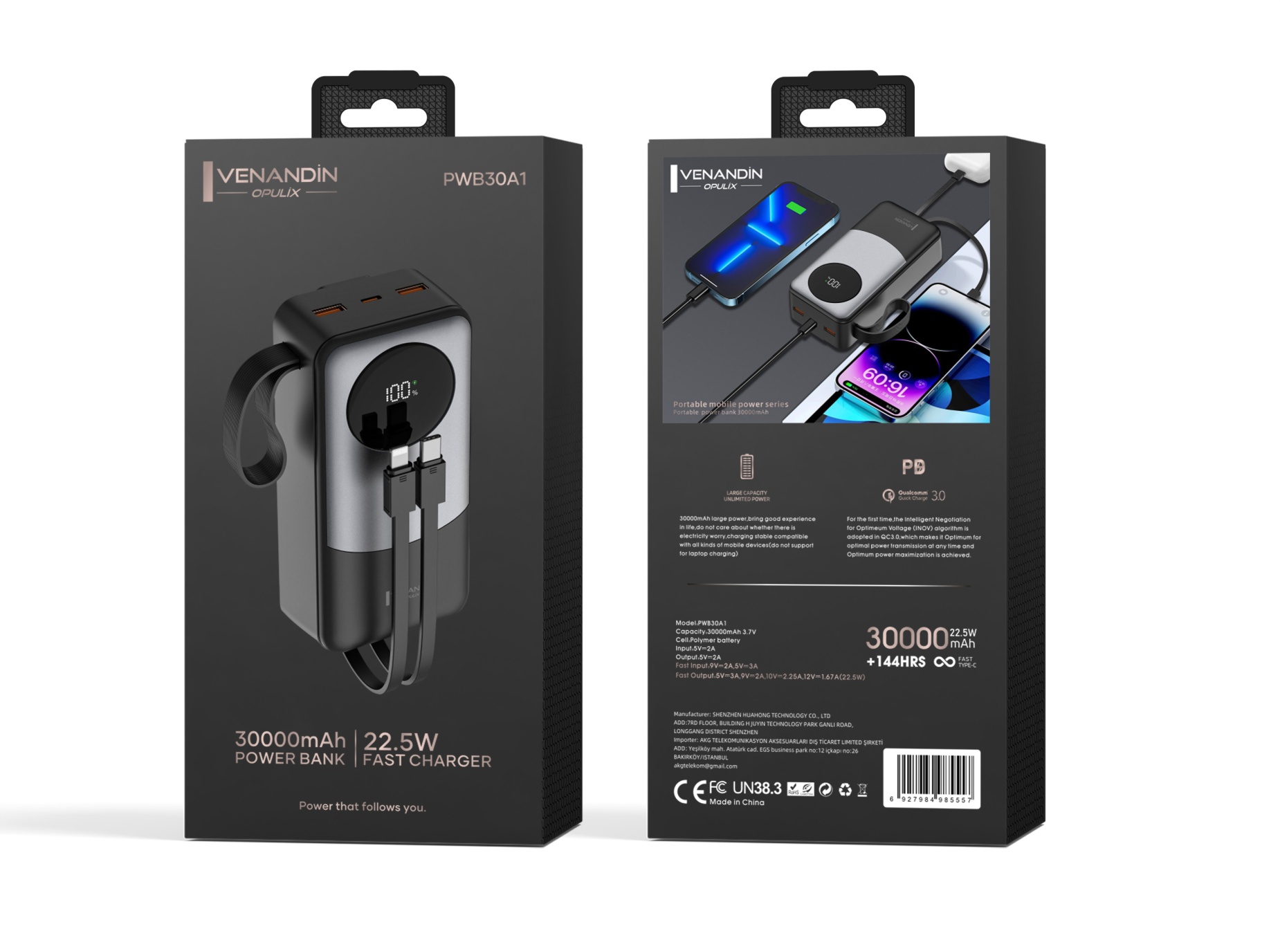 VENANDİN PWB30A1 22,5W 30,000MAH POWERBANK